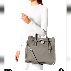 MICHAEL MICHAEL KORS Hamilton Saffiano Leather Large Tote grey